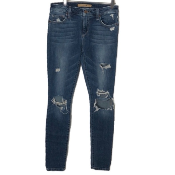 JOE’S Mid Rise Waist Destroyed Ripped‎ & Frayed Keagan Skinny Ankle Jeans Sz 28 - Picture 1 of 12